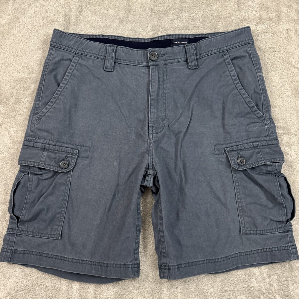 St Johns Bay Shorts Mens 38 Blue Comfort Stretch Cargo Trail Utility 9.5" Inseam